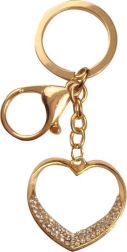 Heart Shape Gold Color Keyring with Diamante Bottom