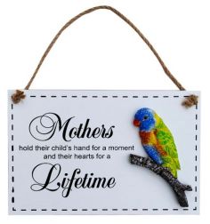 Personalized Hanging Plaque for Mothers with Rainbow Bird, 23x15cm, 30% off, min 3pcs