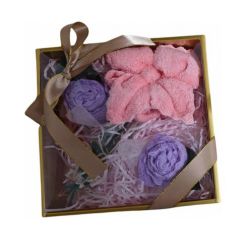 Multi Flower Shaped Towel Gift Set-1, Towel Size 3-20x20cm, 20% off, min 3pcs, Package Size 18x18x5cm