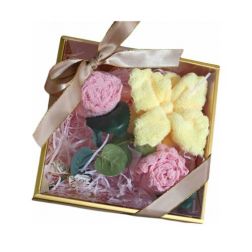 Multi Flower Shaped Towel Gift Set-2, Towel Size 3-20x20cm, 20% off, min 3pcs, Package Size 18x18x5cm