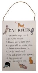 MDF Cat Rules Hanging Plaque with Multiple Printed Kittens, 24x35cm, min 3pcs