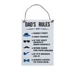 Personalised Dad's Rules Hanging Plaque with Men's Accessories, 24x35x0.6cm, min 3pcs