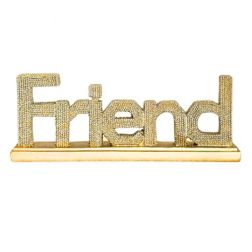 Gold Freestanding Polyresin “Friend” Decorative Sign for Stylish Home Décor, 23.5x3.5x9cm, Sparkle and Shine Sale, 30% Off