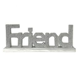 Silver Freestanding Polyresin “Friend” Decorative Sign for Stylish Home Décor, 23.5x3.5x9cm, Sparkle and Shine Sale, 30% Off