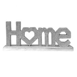 Silver Freestanding Polyresin “Home” Decorative Sign for Stylish Home Décor, 22.5x3.5x9.5cm, Sparkle and Shine Sale, 30% Off