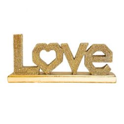 Gold Freestanding Polyresin “Love” Decorative Sign for Stylish Home Décor, 20.6x3.3x9.4cm, Sparkle and Shine Sale, 30% Off