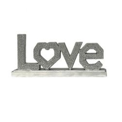Silver Freestanding Polyresin “Love” Decorative Sign for Stylish Home Décor, 20.6x3.3x9.4cm, Sparkle and Shine Sale, 30% Off