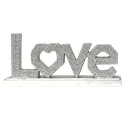 Silver Freestanding Polyresin “Love” Decorative Sign for Stylish Home Décor, 20.6x3.3x9.4cm, Sparkle and Shine Sale, 30% Off