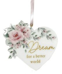 MDF Heart Shape Floral Decorated Hanging Plaque for Dream, 12.5x10.5x0.9cm, on Sale, 30% off, min 3pcs